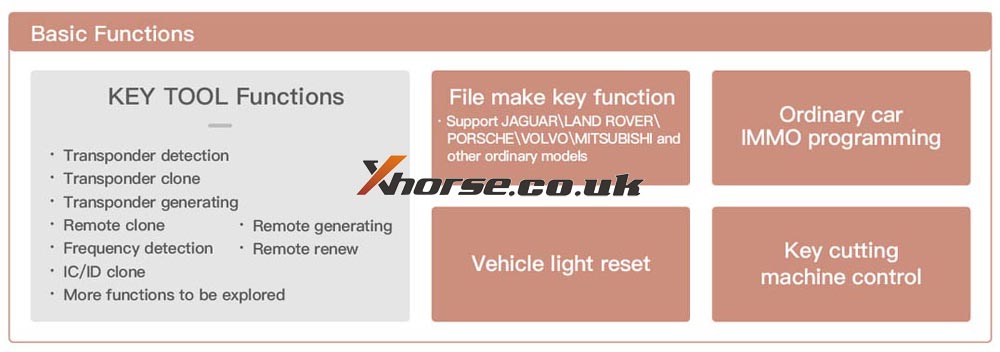 xhorse key tool plus basic functions