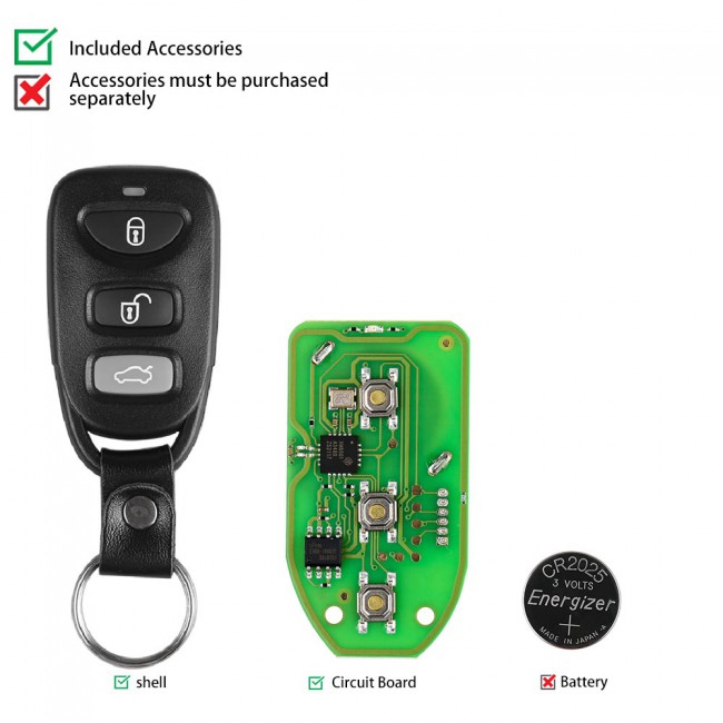 XHORSE VVDI2 XKHY00EN Hyundai Type X007 Wire Universal Remote Key 3 Buttons 5pcs/lot