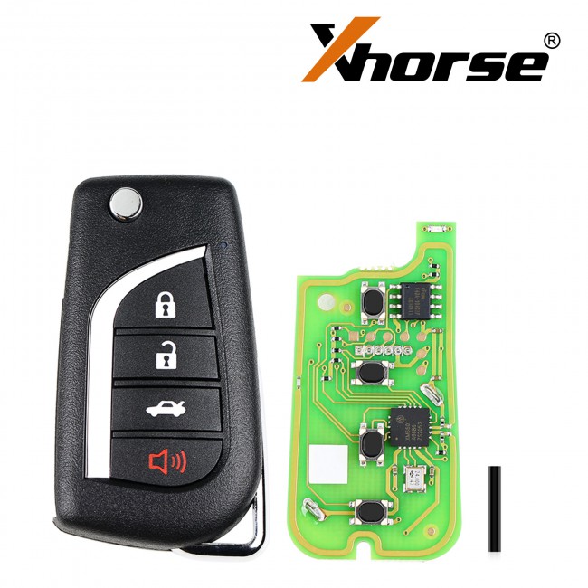 XHORSE XKTO10EN Toyota Style(Flip-4BTN) Wired Universal Remote Key Fob 4 Button 5PCS