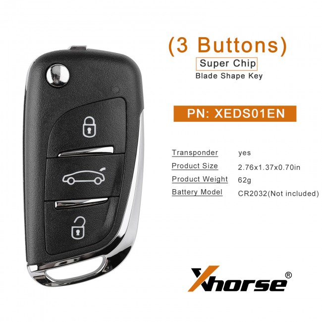 Xhorse XEDS01EN Super Remote DS Type 3 Buttons could be use for all ID possible as the super chip 5 Pcs