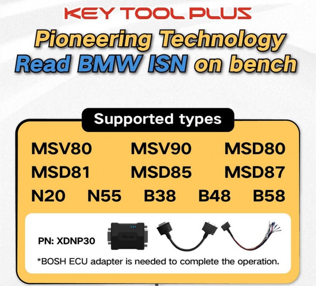 Xhorse VVDI Key Tool Plus BMW Bench Read ISN Authorization + BOSCH ECU Adapter (Bundle Kit)