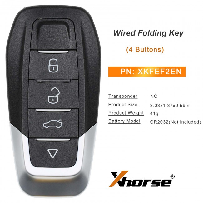XHORSE XKFEF2EN FA.LL Type Wired Folding Key 4 Buttons Bright Red 5PCS