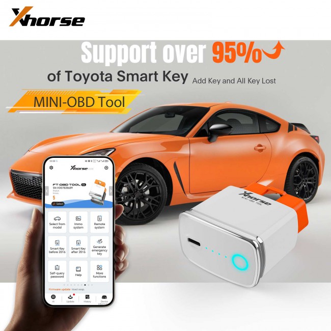 Xhorse XDMOT0GL Toyota MINI OBD TOOL FT-OBD Mini-OBD For Add Key/ All Key Lost (In Stock)