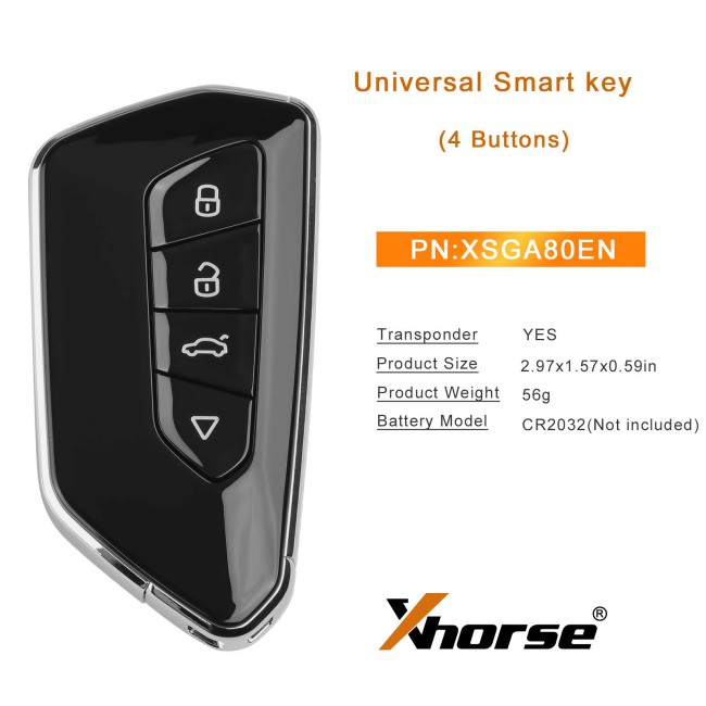 XHORSE XSGA80EN XM38 V-W Style 4-Button Universal Smart Remote Key 5PCS