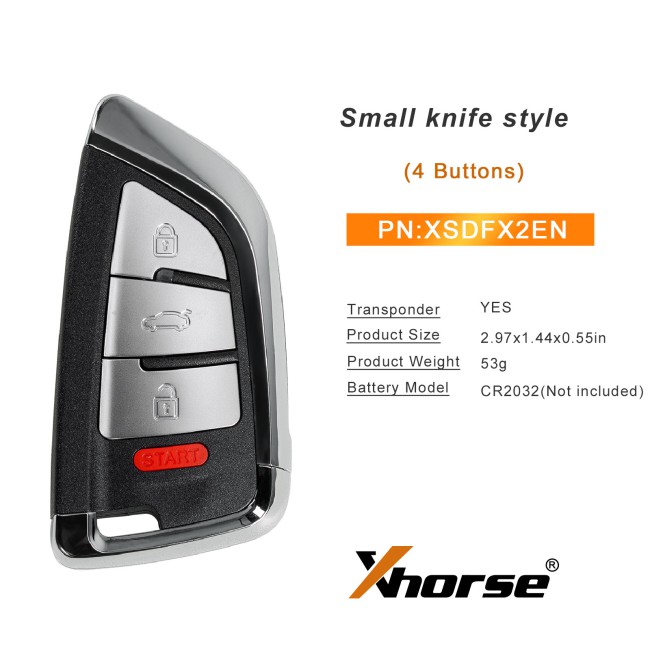 Xhorse XSDFX2EN Knife Style Smart Key 4 Buttons Supports 4A 46 47 48 49 MQB48 MQB49 5pcs