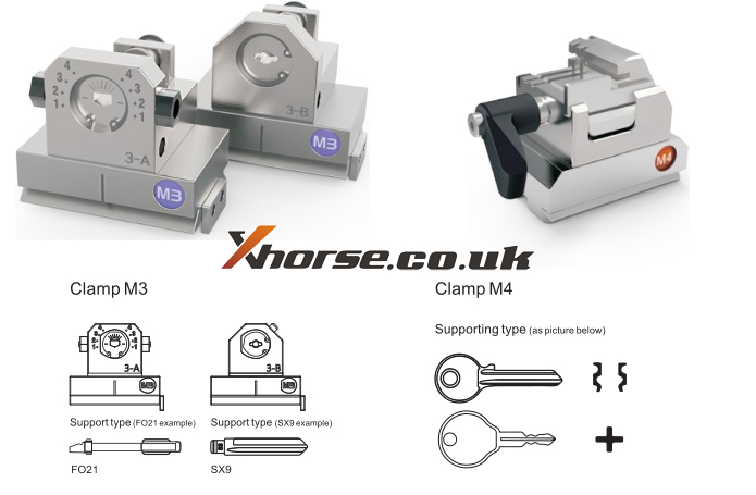 xhorse dolphin xp-005 clamps m3 and m4