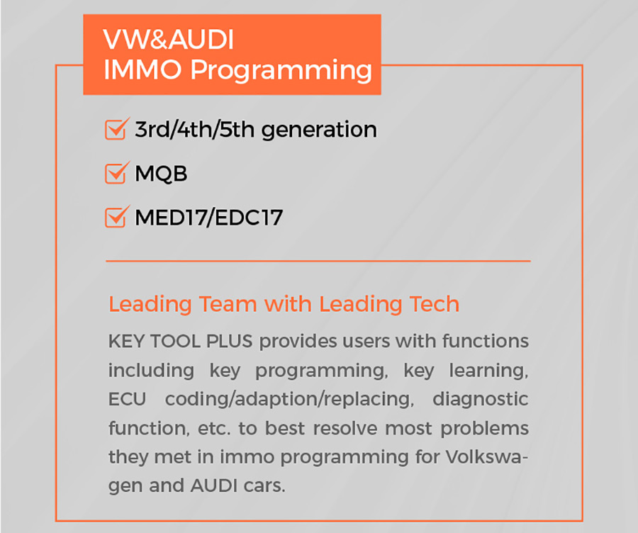 klíčový nástroj plus VW AUDI IMMO Programování